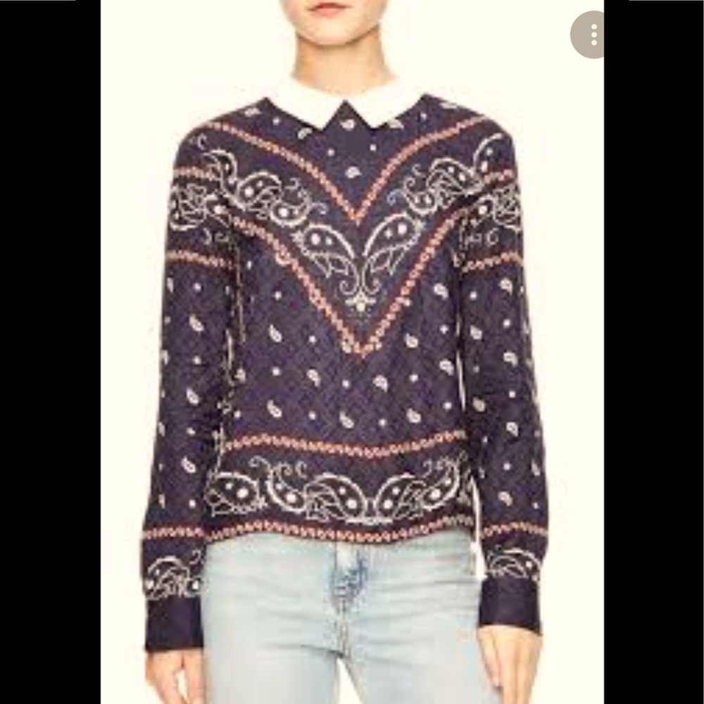 Sandro Paris Papillion Bandana Print blouse size S NWOT Price Firm!